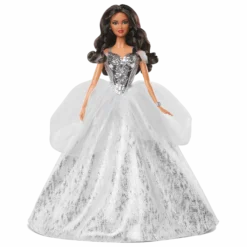 2021 Holiday Barbie Doll, Brunette Curly Hair