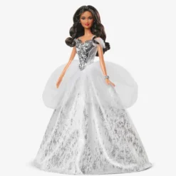 2021 Holiday Barbie Doll, Brunette Curly Hair