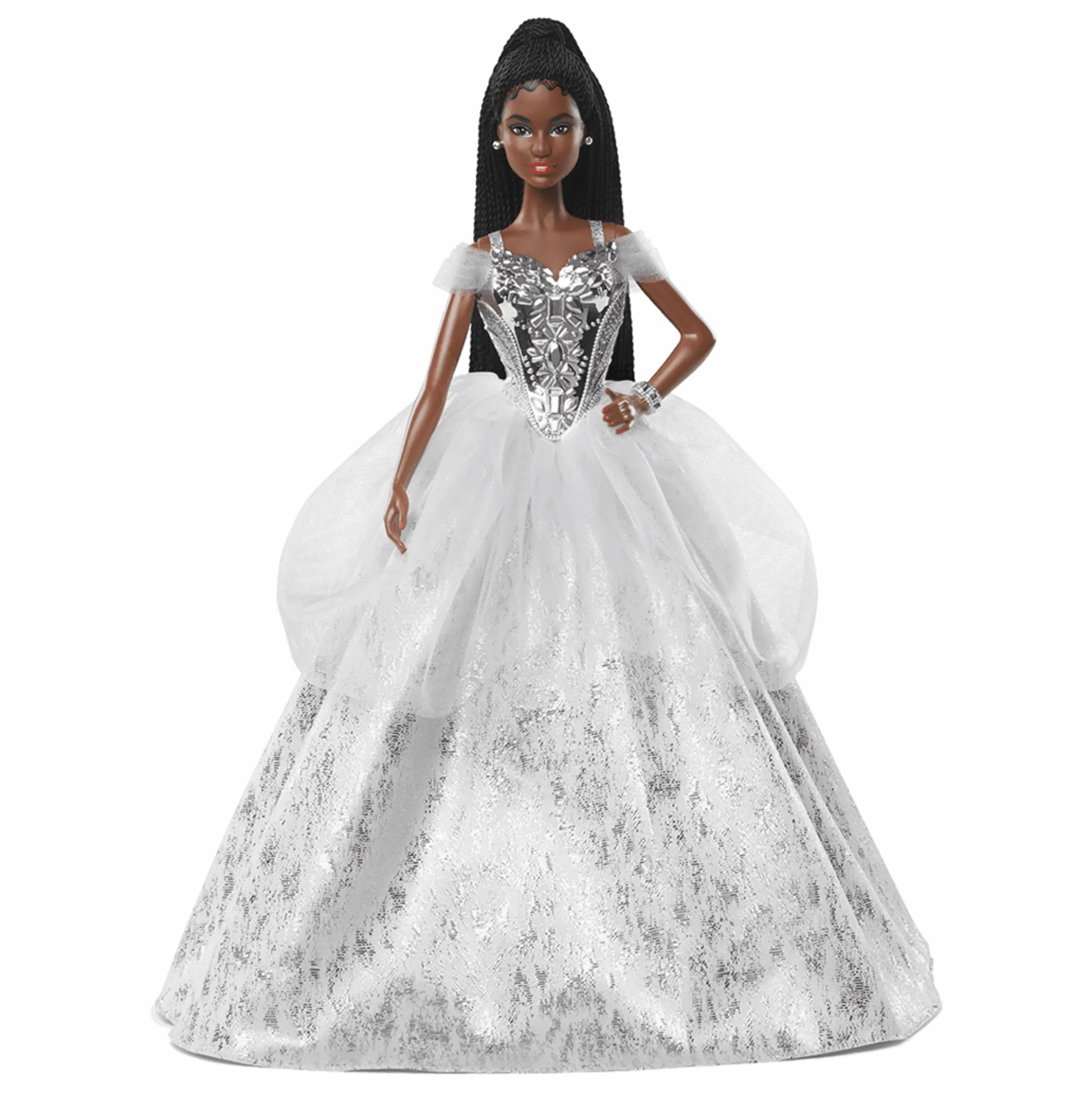 2021 Holiday Barbie Doll, Brunette Braids