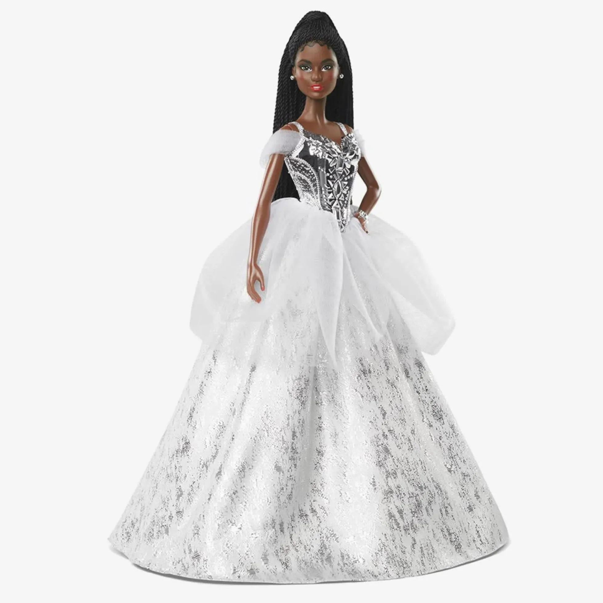 2021 Holiday Barbie Doll, Brunette Braids