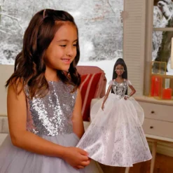 2021 Holiday Barbie Doll, Brunette Braids