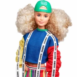 Barbie BMR1959 Doll - Color Block Sweatshirt with Logo Tape & Striped Shorts