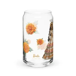 Barbie Día de Muertos Marigolds Clear Glass