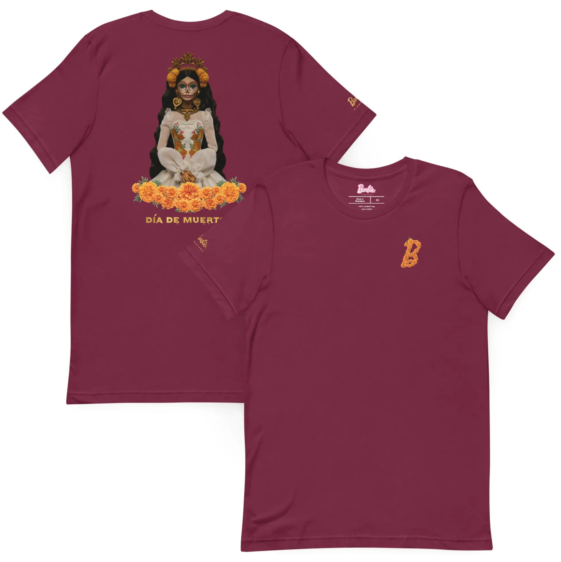 Barbie Día de Muertos Maroon T-Shirt