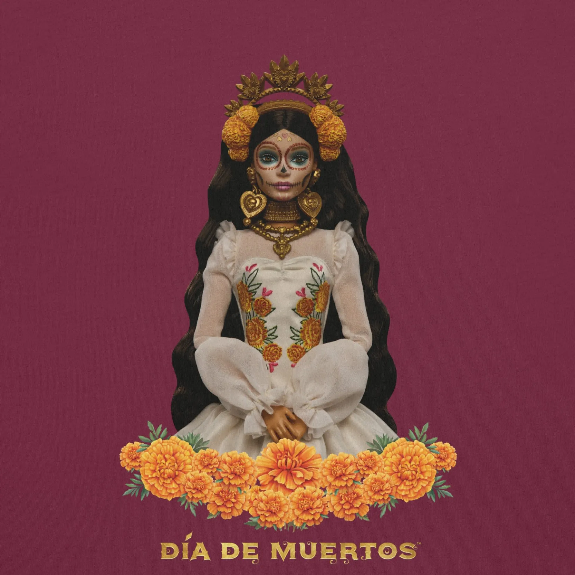 Barbie Día de Muertos Maroon T-Shirt