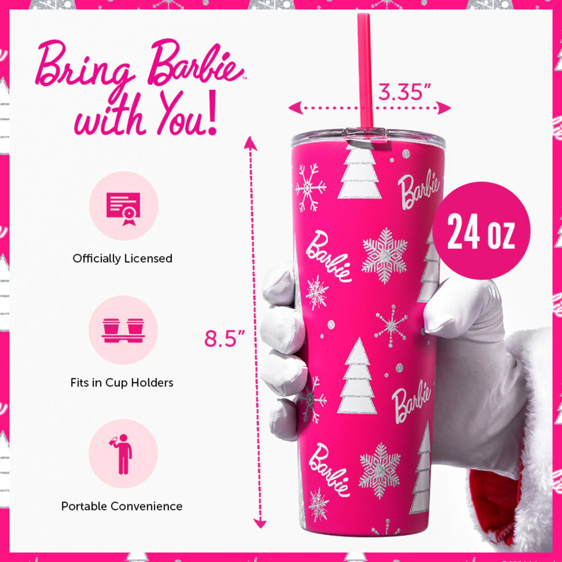 Barbie™ Pink Christmas Tumbler