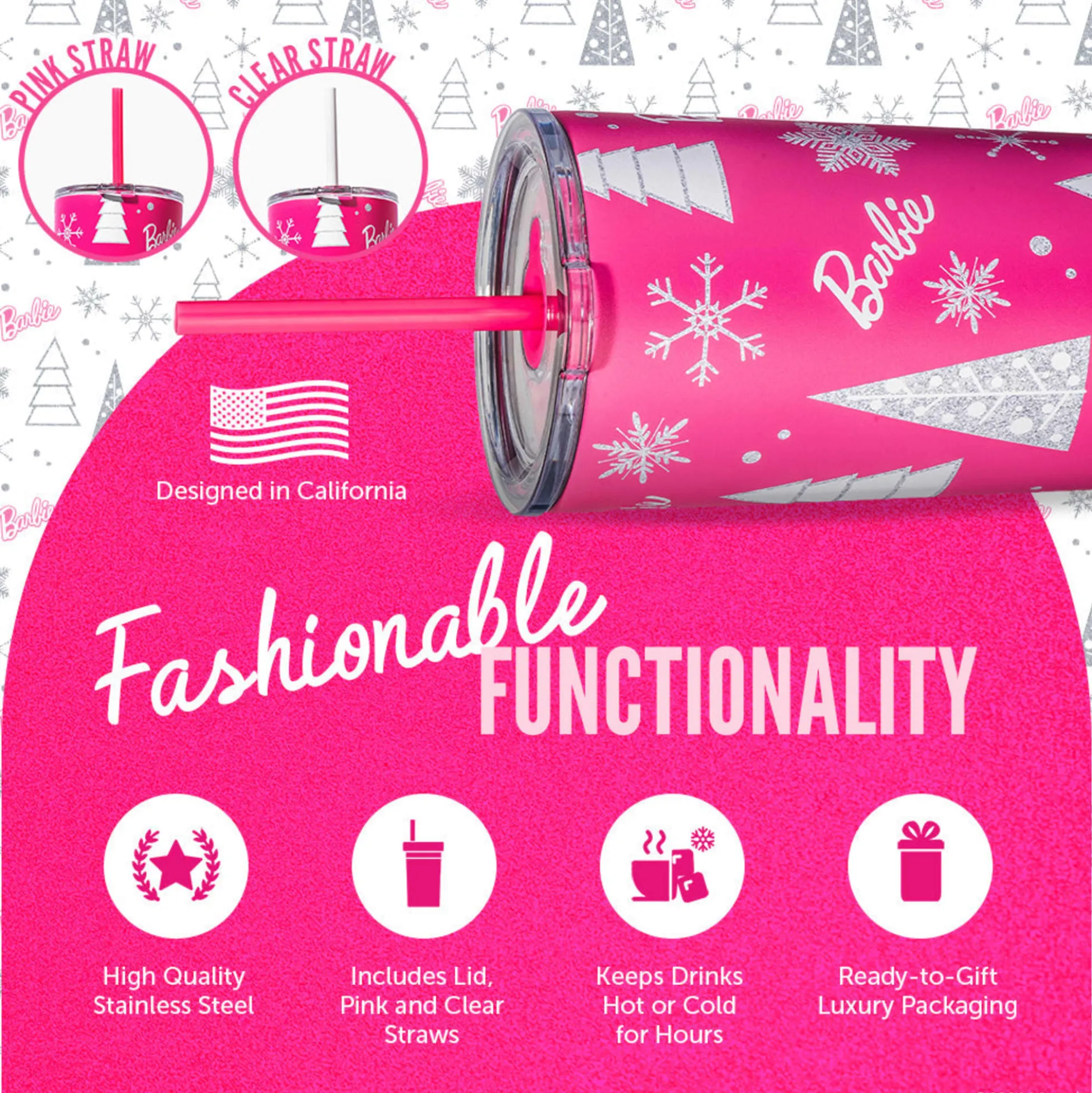 Barbie™ Pink Christmas Tumbler