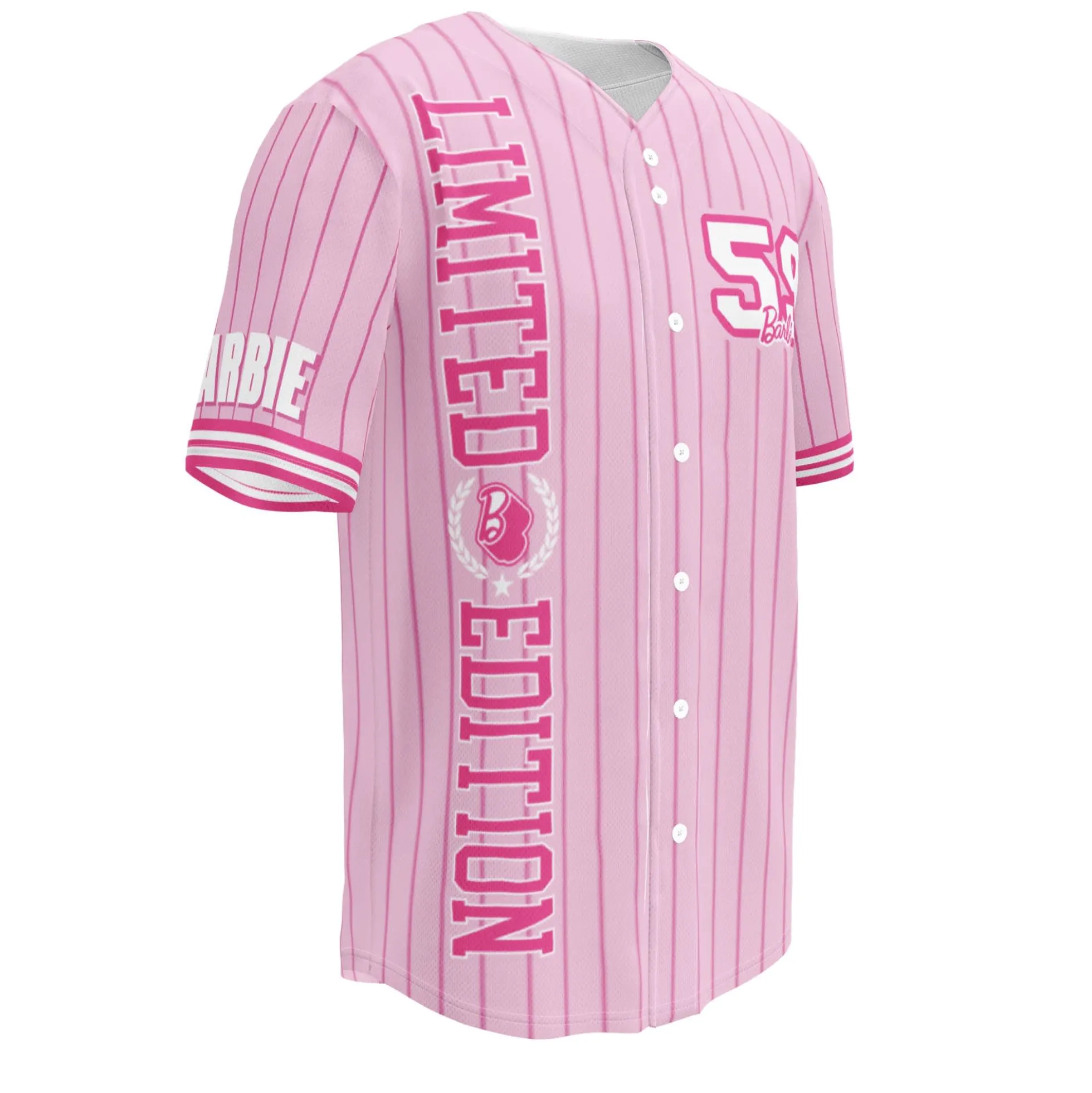 Barbie Pink Striped Baseball Jersey