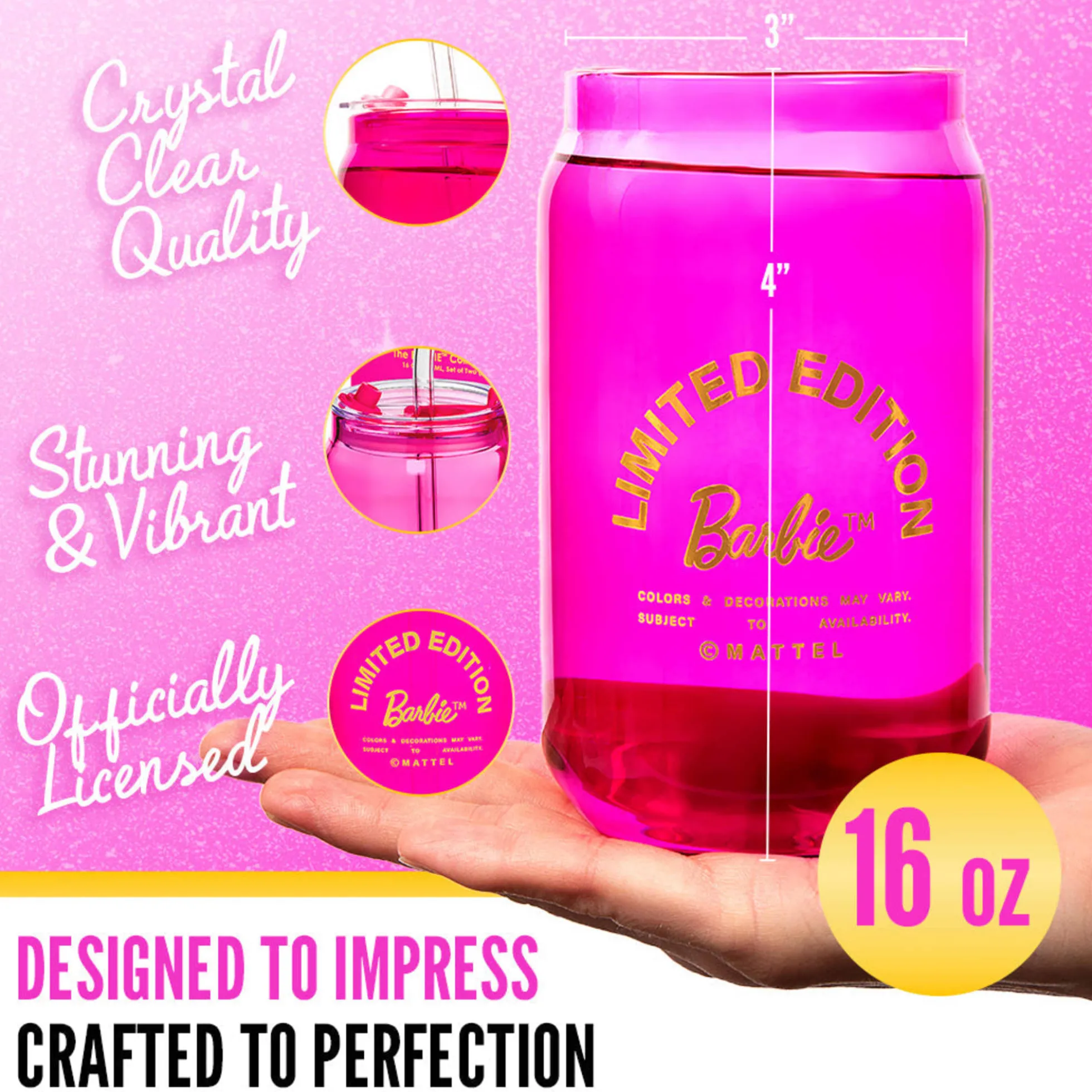 Barbie™ x Dragon Glassware® Limited Edition Drinking Glasses