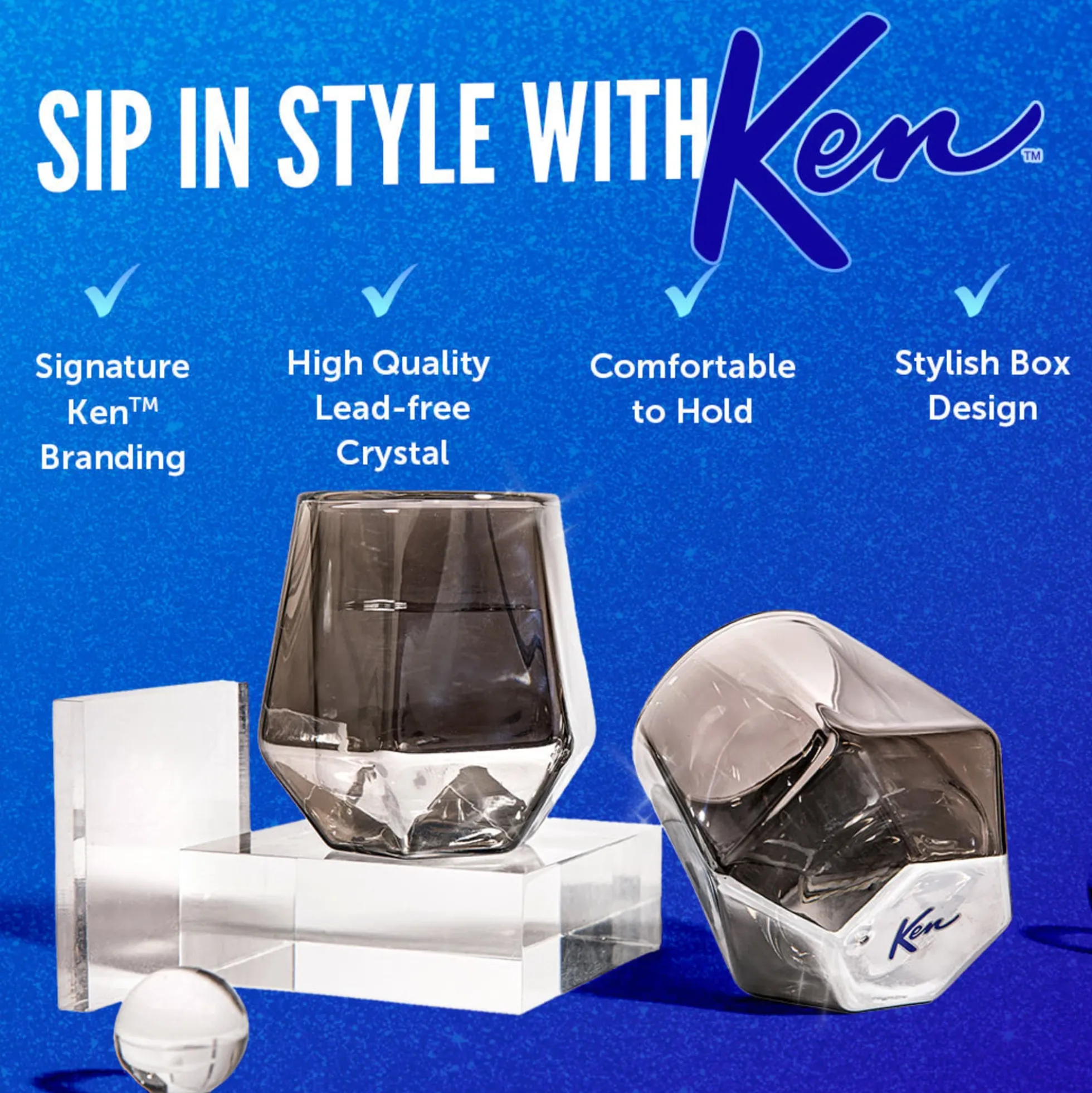 Barbie™ X Dragon Glassware® Ken™ Whiskey Glasses