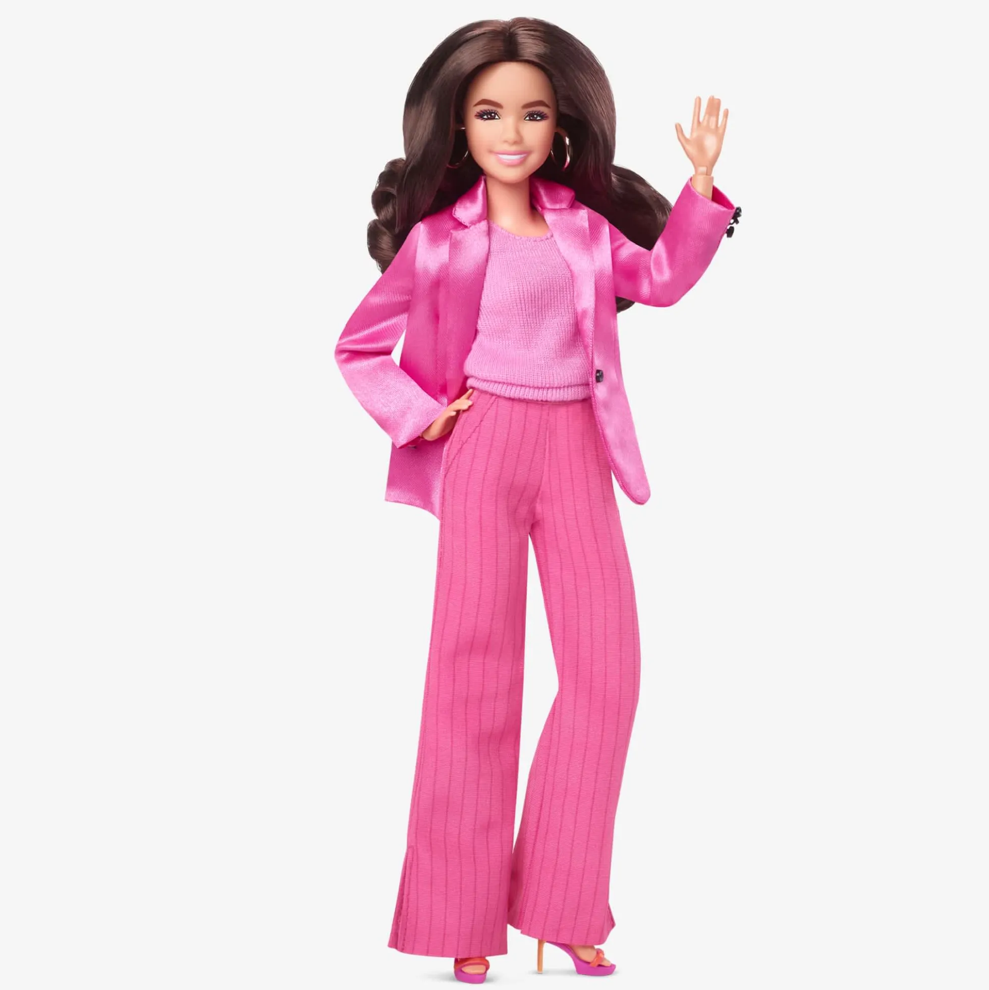 Gloria Doll Wearing Pink Power Pantsuit – Barbie The Movie