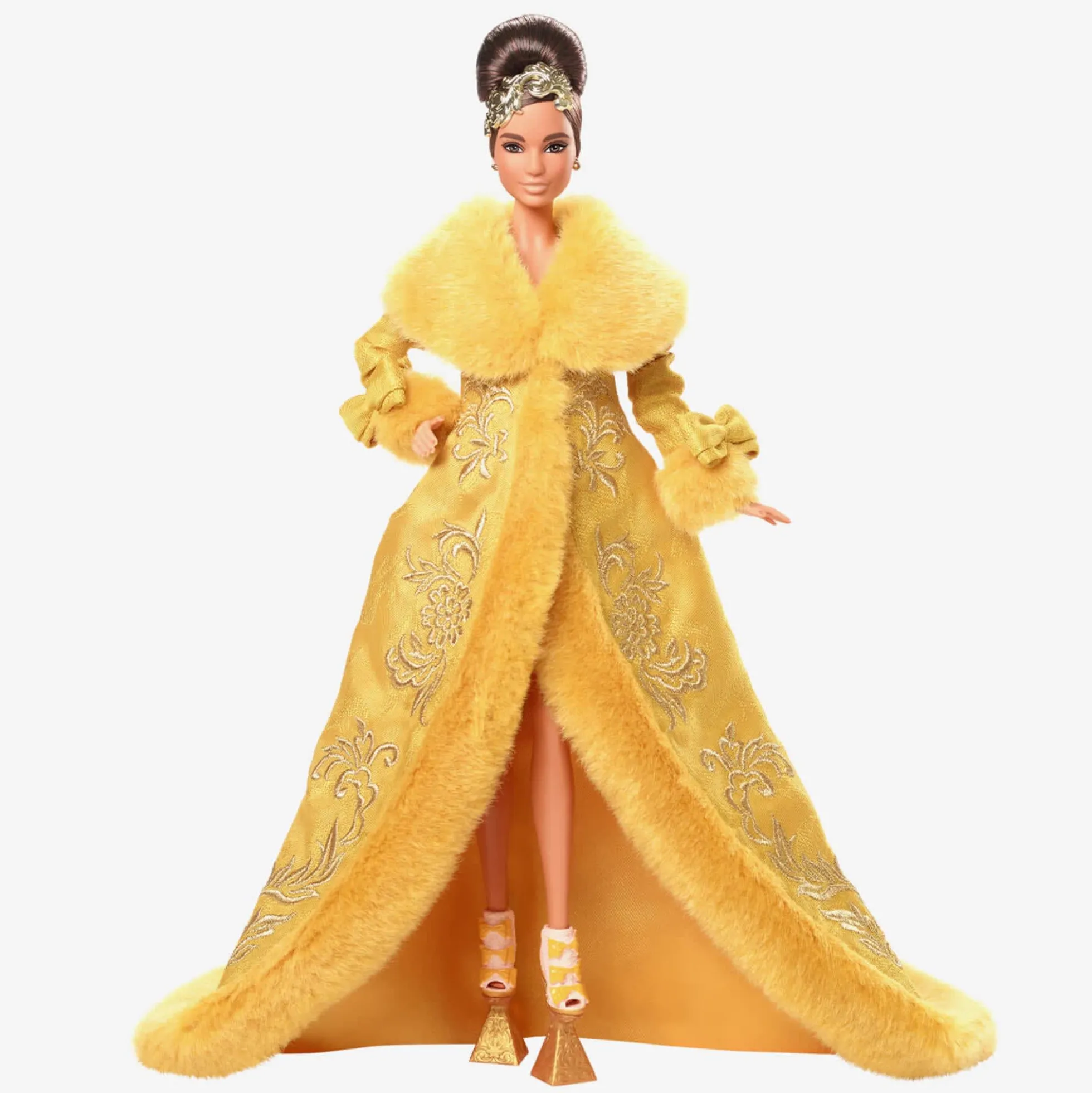 Guo Pei Barbie Doll Wearing Golden-Yellow Gown