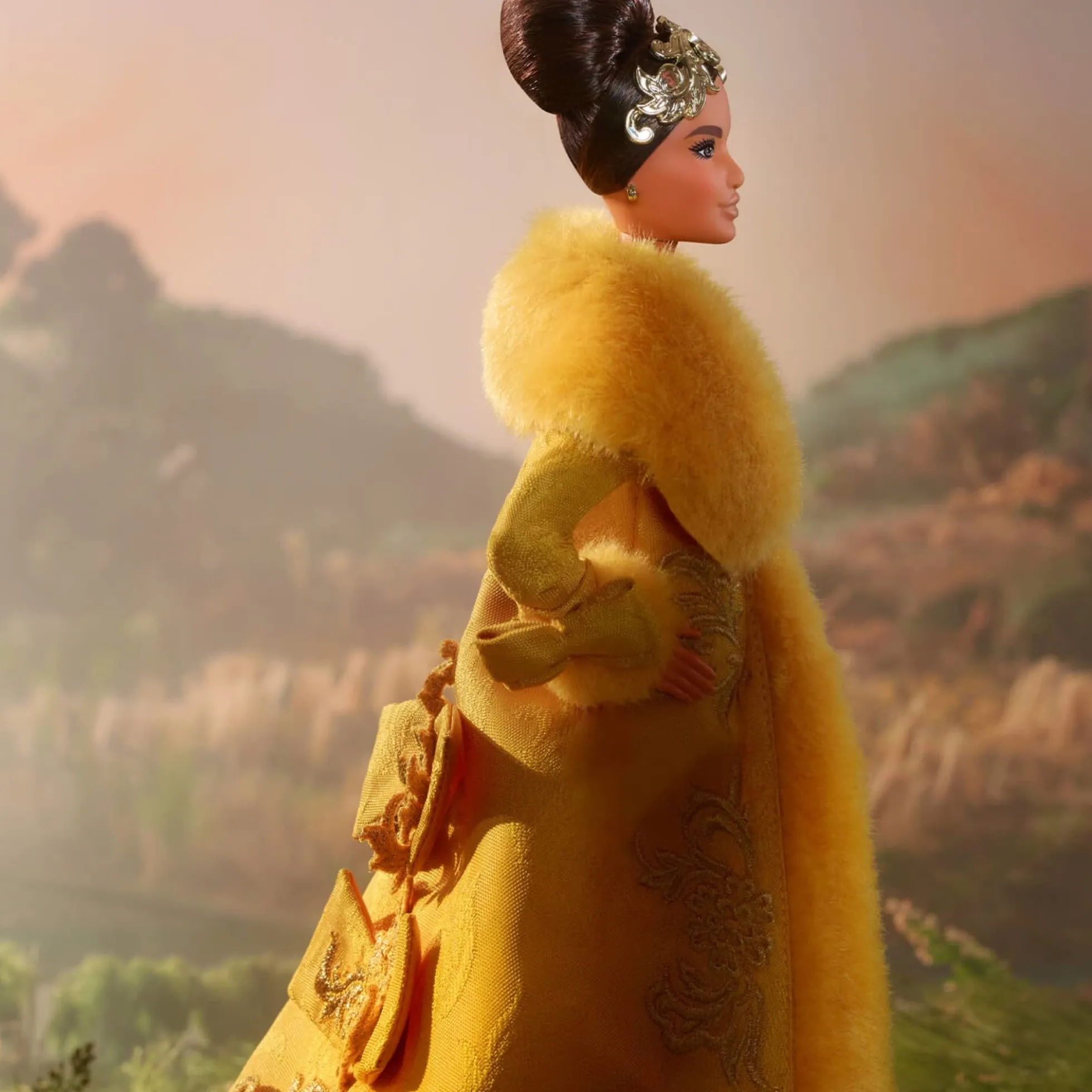 Guo Pei Barbie Doll Wearing Golden-Yellow Gown