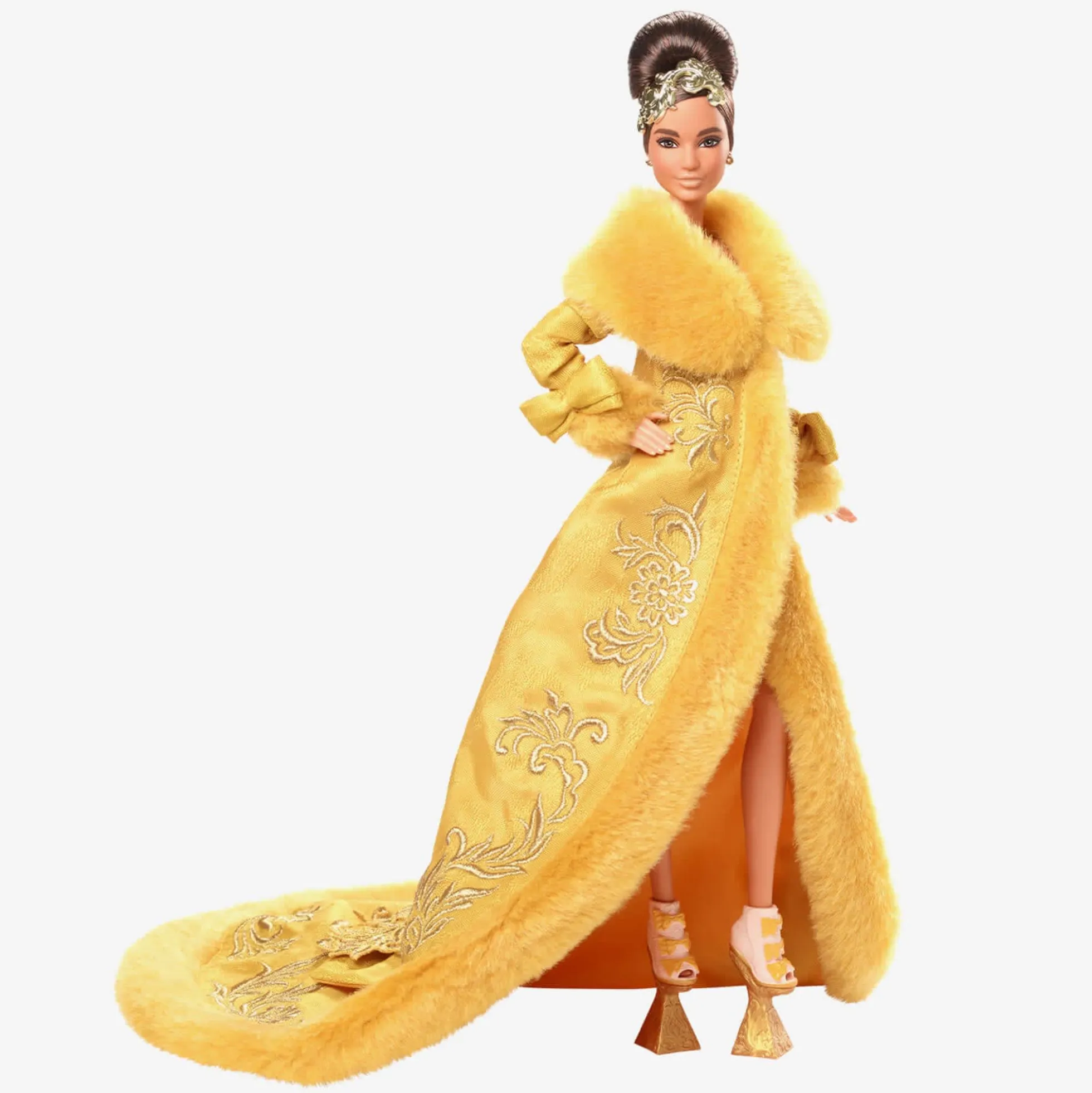 Guo Pei Barbie Doll Wearing Golden-Yellow Gown