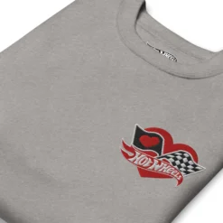 Hot Wheels Checkered Hearts Embroidered Grey Sweatshirt