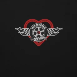 Hot Wheels Checkered Hearts Embroidered Black Hoodie