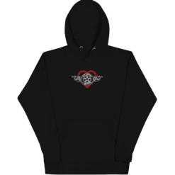 Hot Wheels Checkered Hearts Embroidered Black Hoodie