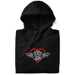 Hot Wheels Checkered Hearts Embroidered Black Hoodie
