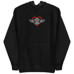 Hot Wheels Checkered Hearts Embroidered Black Hoodie