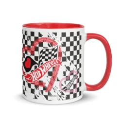 Hot Wheels Checkered Hearts White Mug