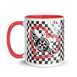 Hot Wheels Checkered Hearts White Mug