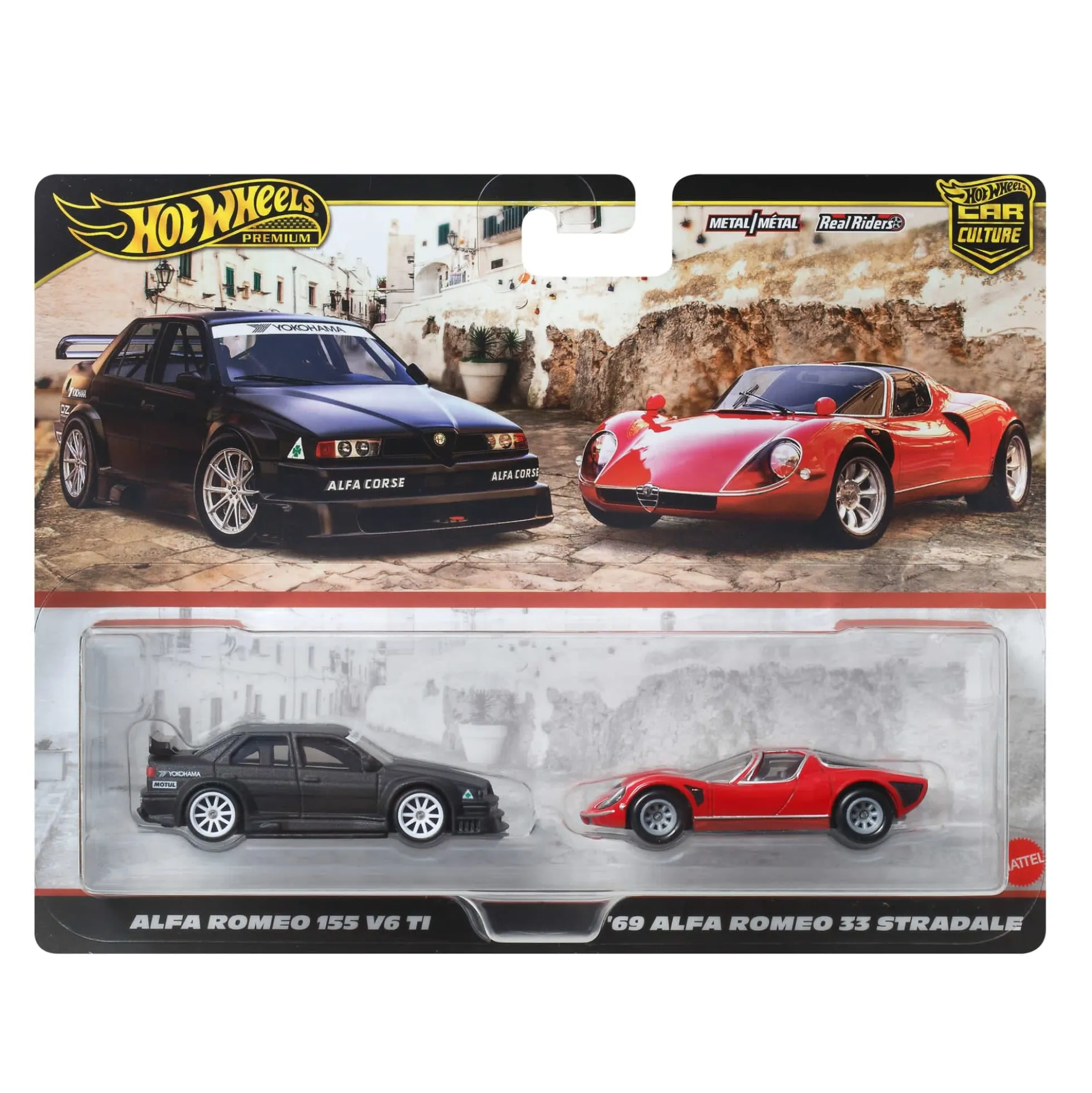 Hot Wheels Premium Car Culture 2-Pack Alfa Romeo 155 V6 TI & '69 Alfa Romeo 33 Stradale