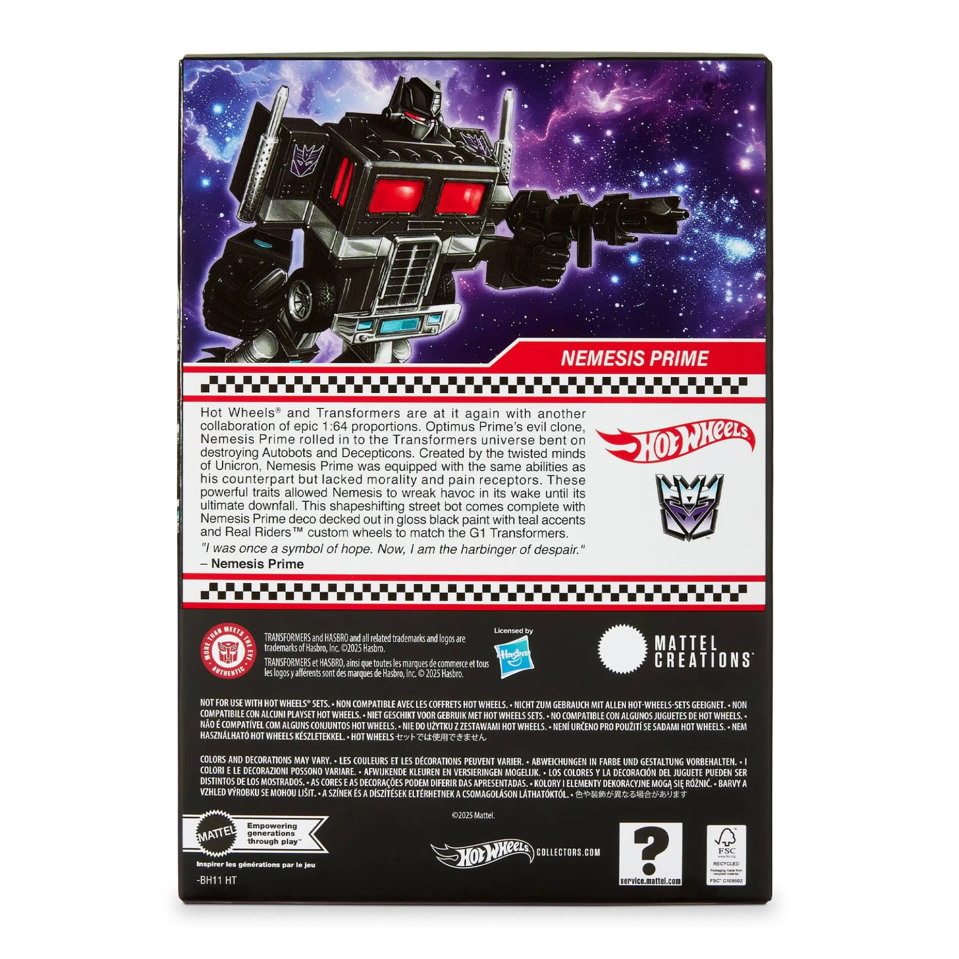 Hot Wheels Transformers Nemesis Prime