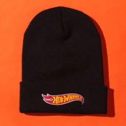 Hot Wheels Black Cuffed Beanie