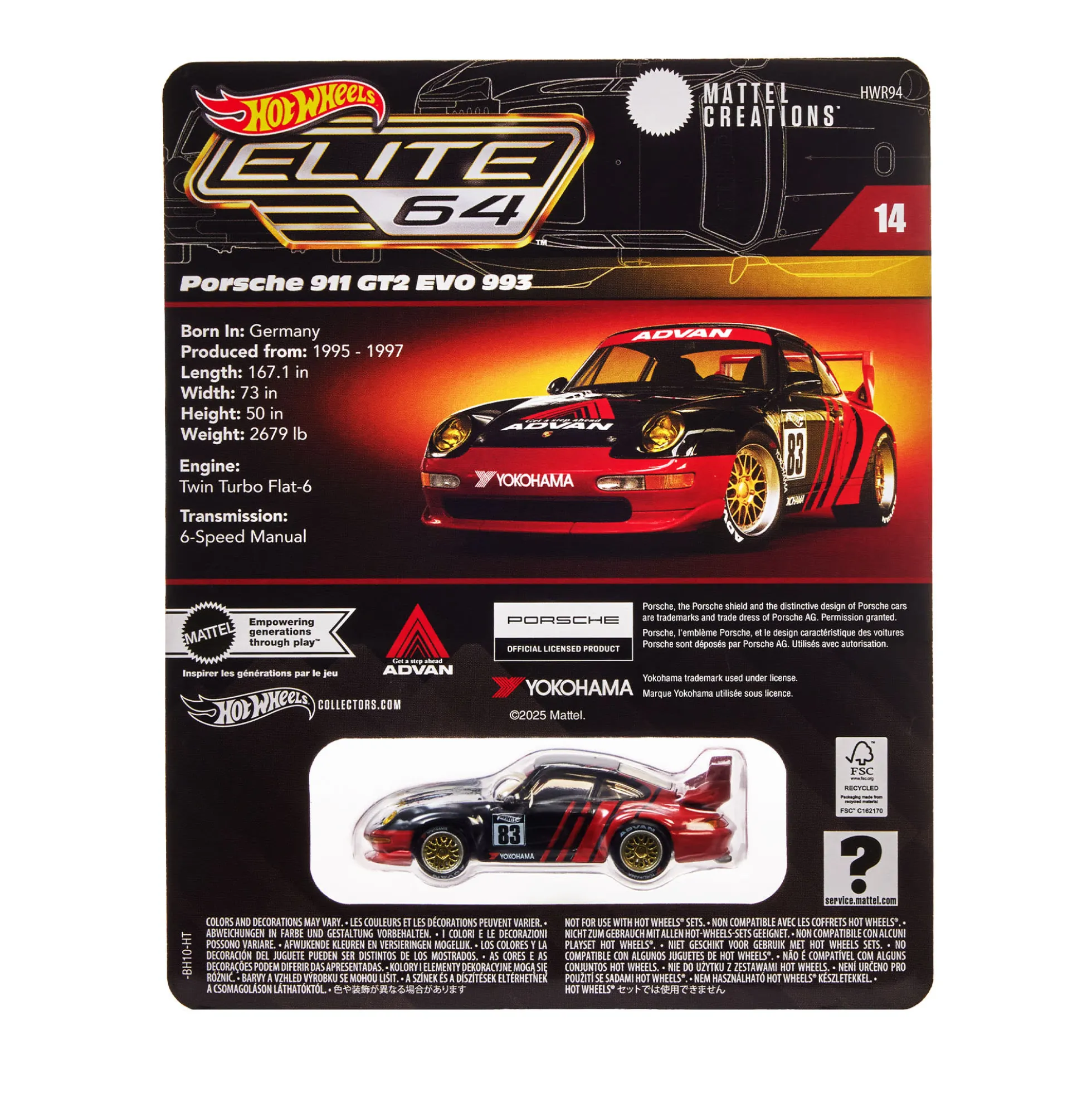Hot Wheels Elite 64 Porsche 911 GT2 EVO 993