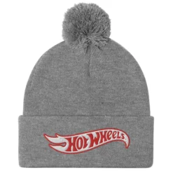 Hot Wheels Grey Pom Pom Beanie