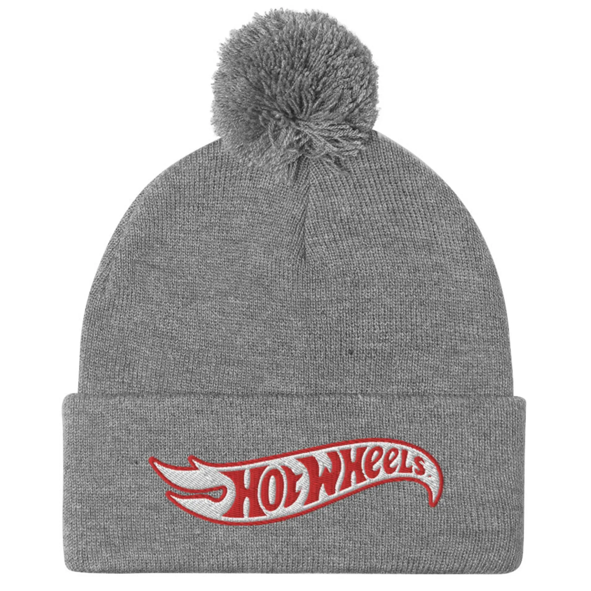 Hot Wheels Grey Pom Pom Beanie