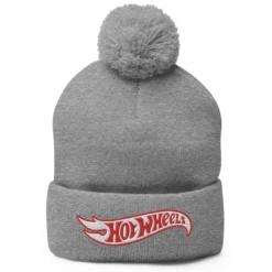 Hot Wheels Grey Pom Pom Beanie