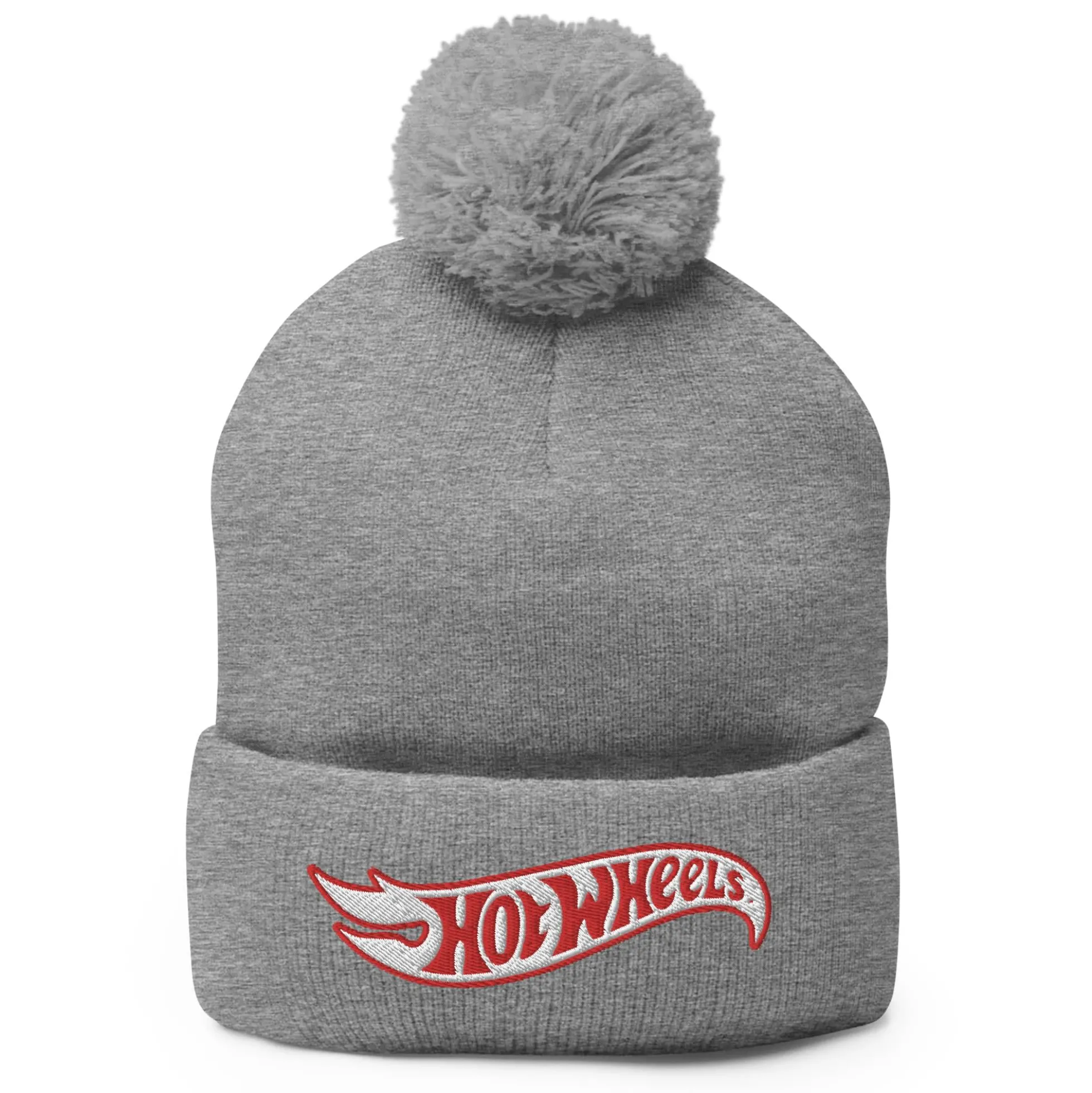 Hot Wheels Grey Pom Pom Beanie