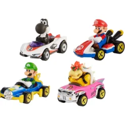 Hot Wheels Mario Kart Characters and Die-Cast Kart Vehicles, Set of 4