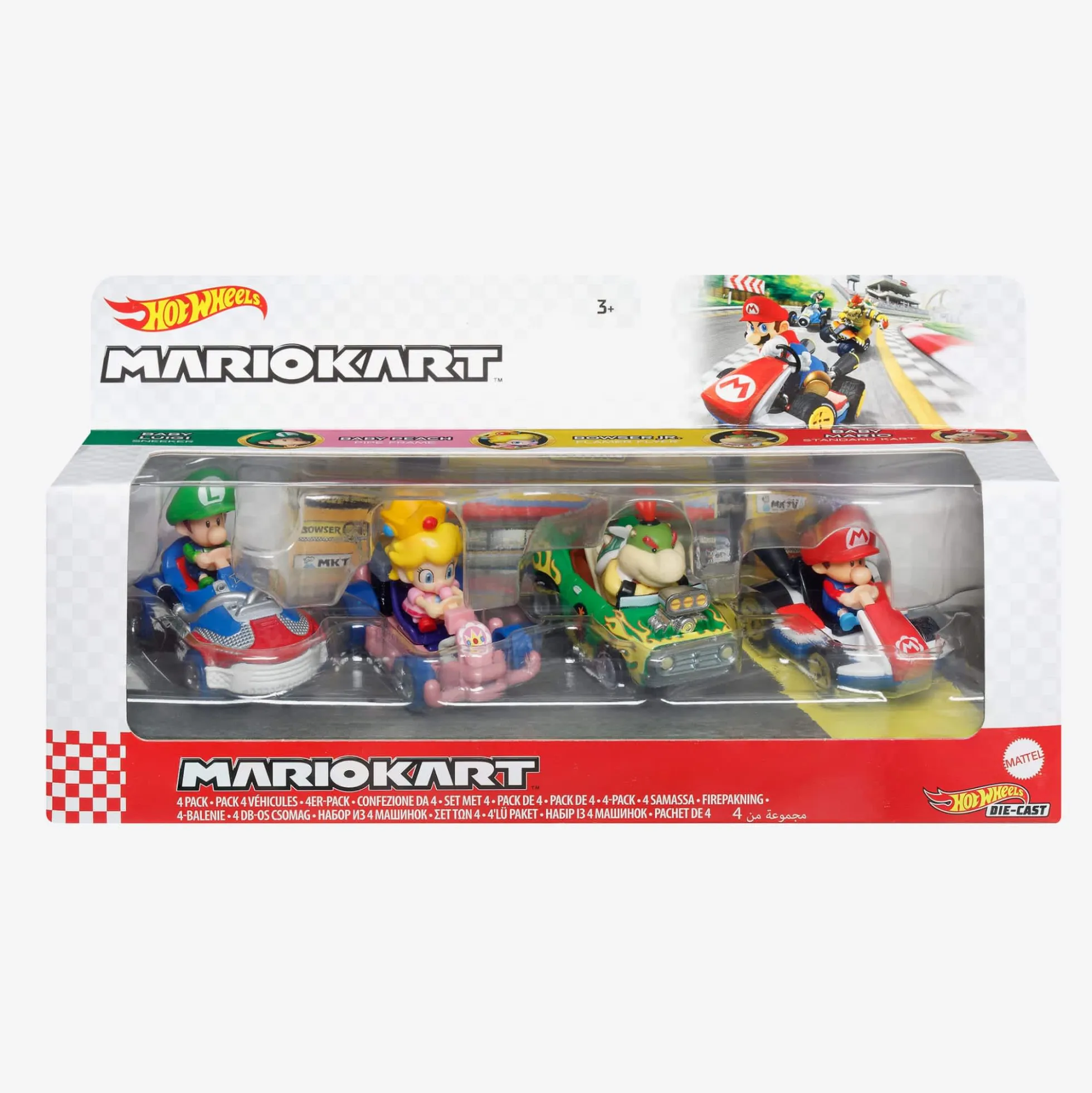 HOT WHEELS MARIOKART, 4 Pack with 1 Exclusive Kart