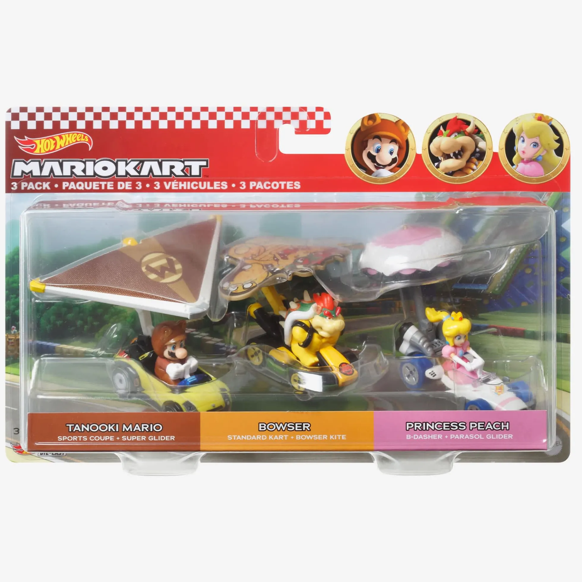 Hot Wheels MARIOKART Vehicle + Glider, Set of 3