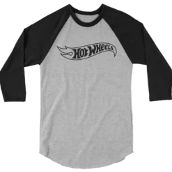 Hot Wheels Outline Logo 3/4 Sleeve Grey and Black Raglan Shirt