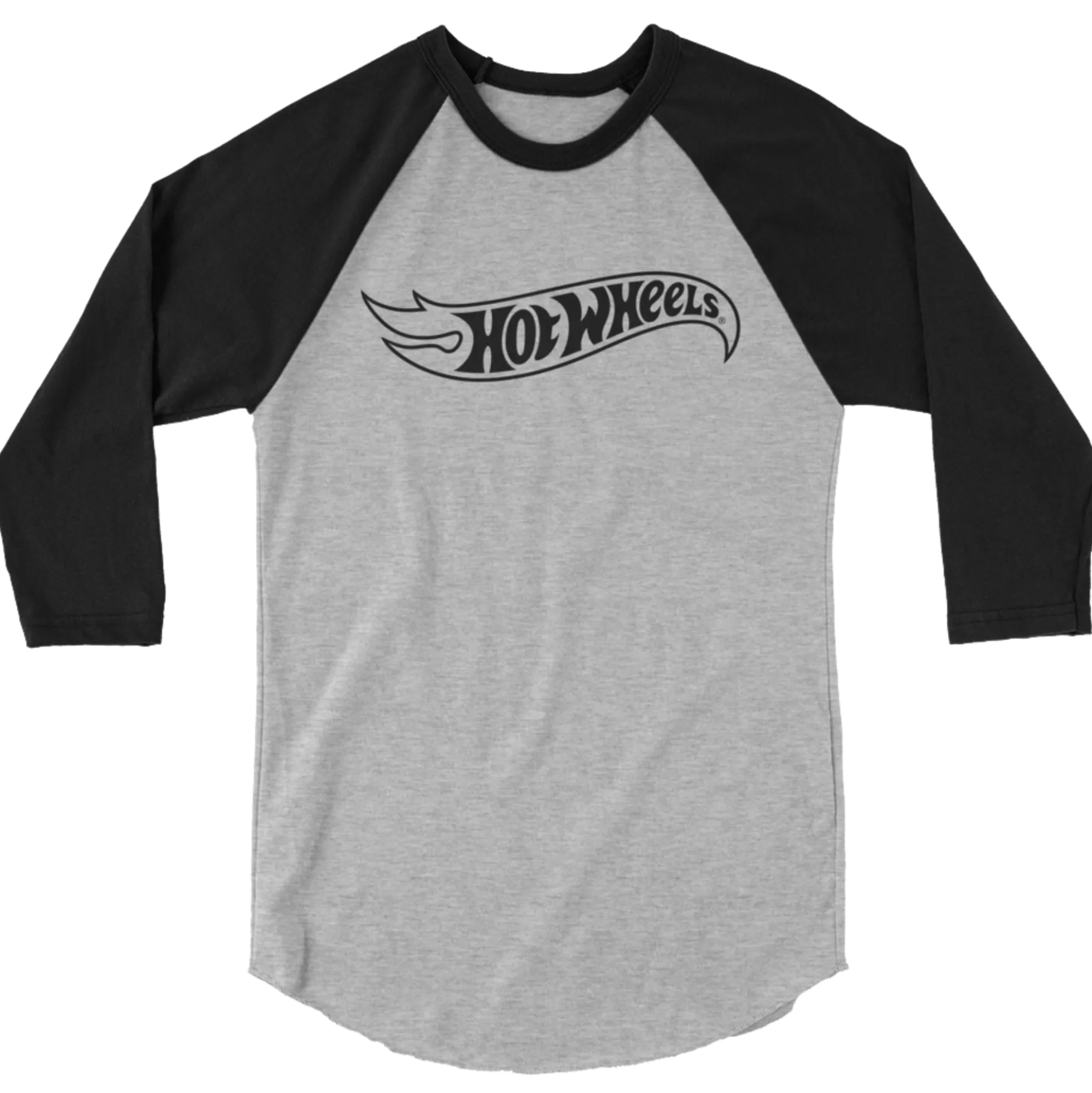 Hot Wheels Outline Logo 3/4 Sleeve Grey and Black Raglan Shirt