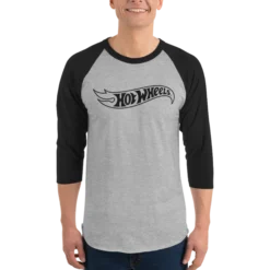Hot Wheels Outline Logo 3/4 Sleeve Grey and Black Raglan Shirt