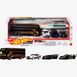 Hot Wheels Premium Collector Display Sets, 3 Cars & 1 Transporter