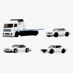 Hot Wheels Premium Collector Set, 3 Nissan Skyline Cars & 1 Transporter