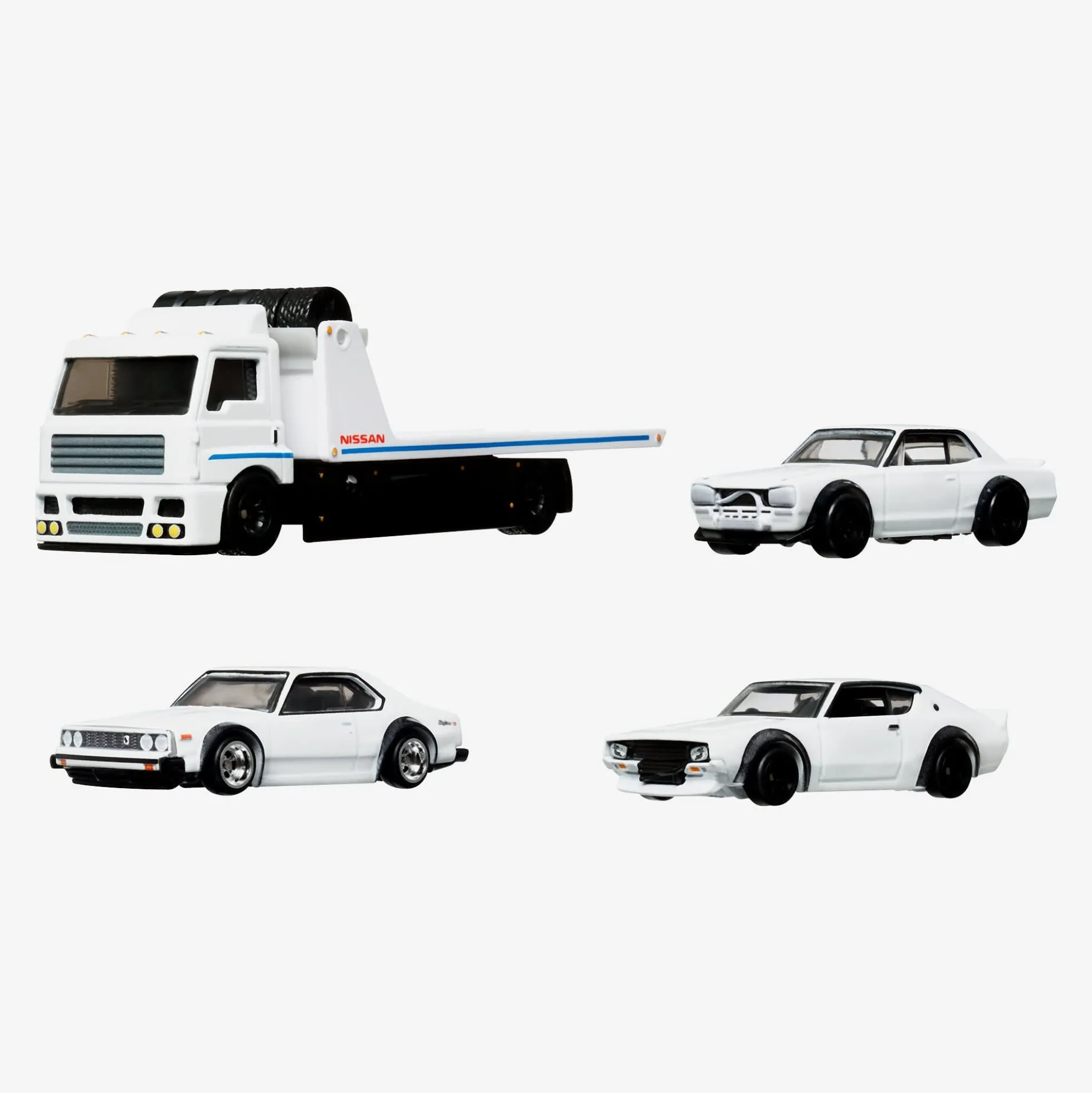 Hot Wheels Premium Collector Set, 3 Nissan Skyline Cars & 1 Transporter