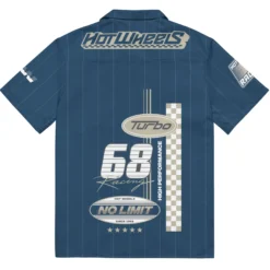 Hot Wheels Racing Blue Striped Mechanic Shirt