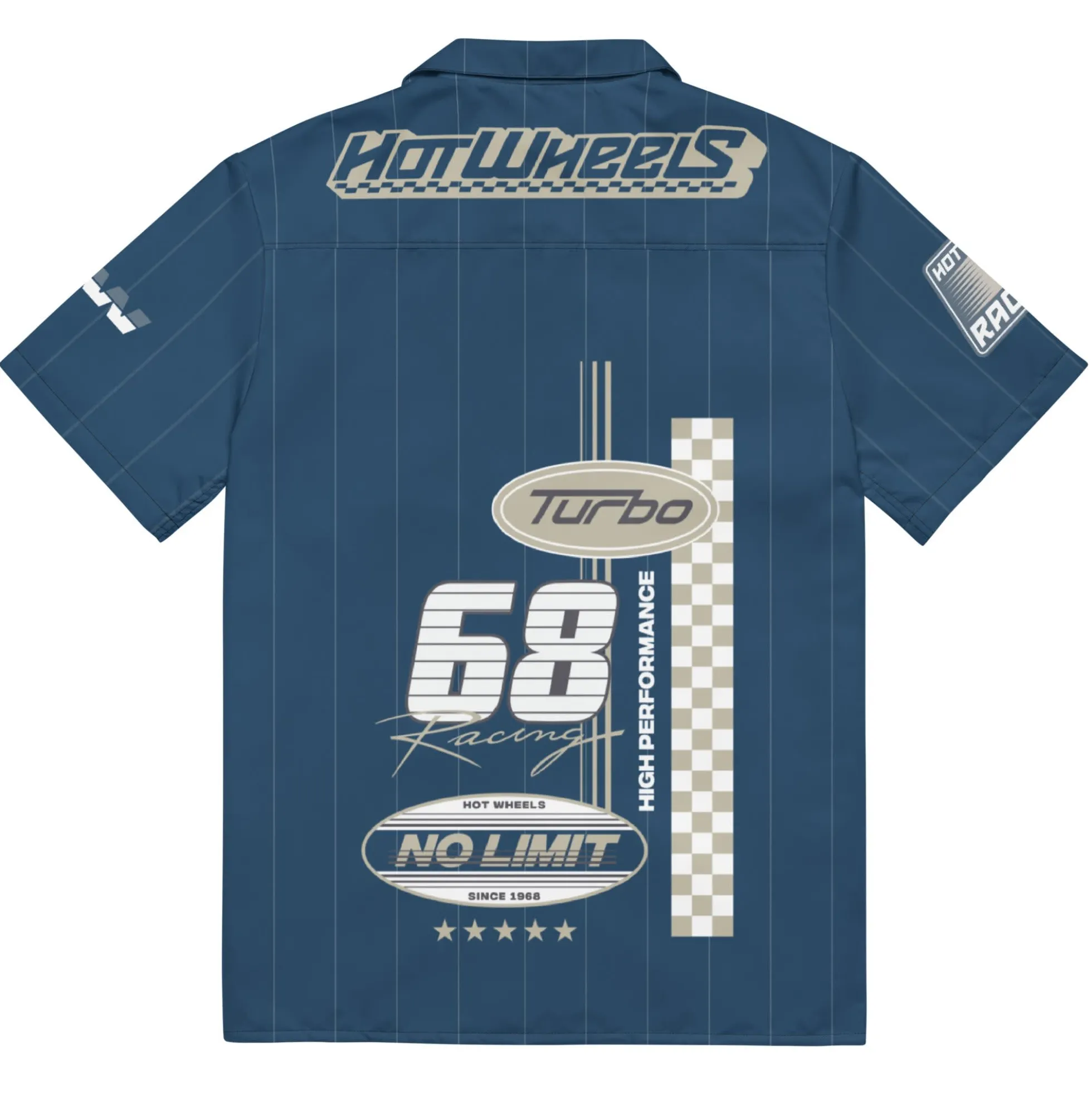 Hot Wheels Racing Blue Striped Mechanic Shirt