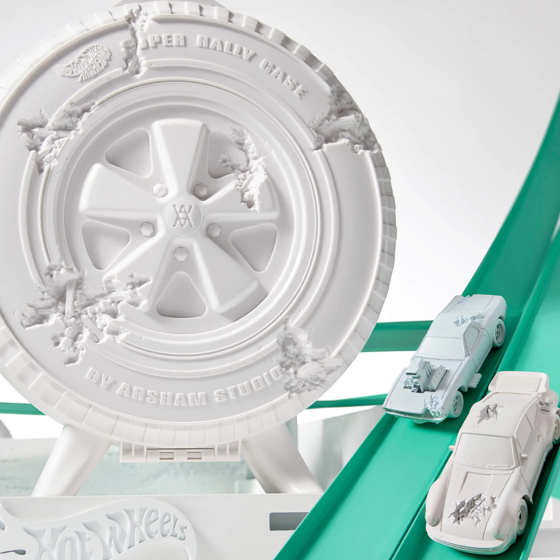 Hot Wheels x Daniel Arsham Eroded Porsche 930 and Rally Case