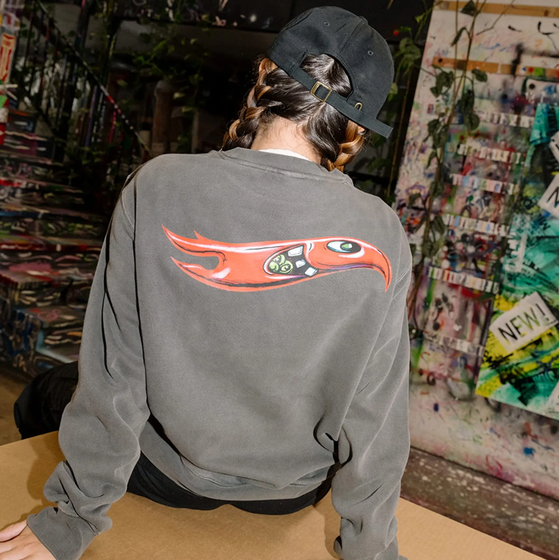 Hot Wheels x Kenny Scharf Black Embroidered Sweatshirt