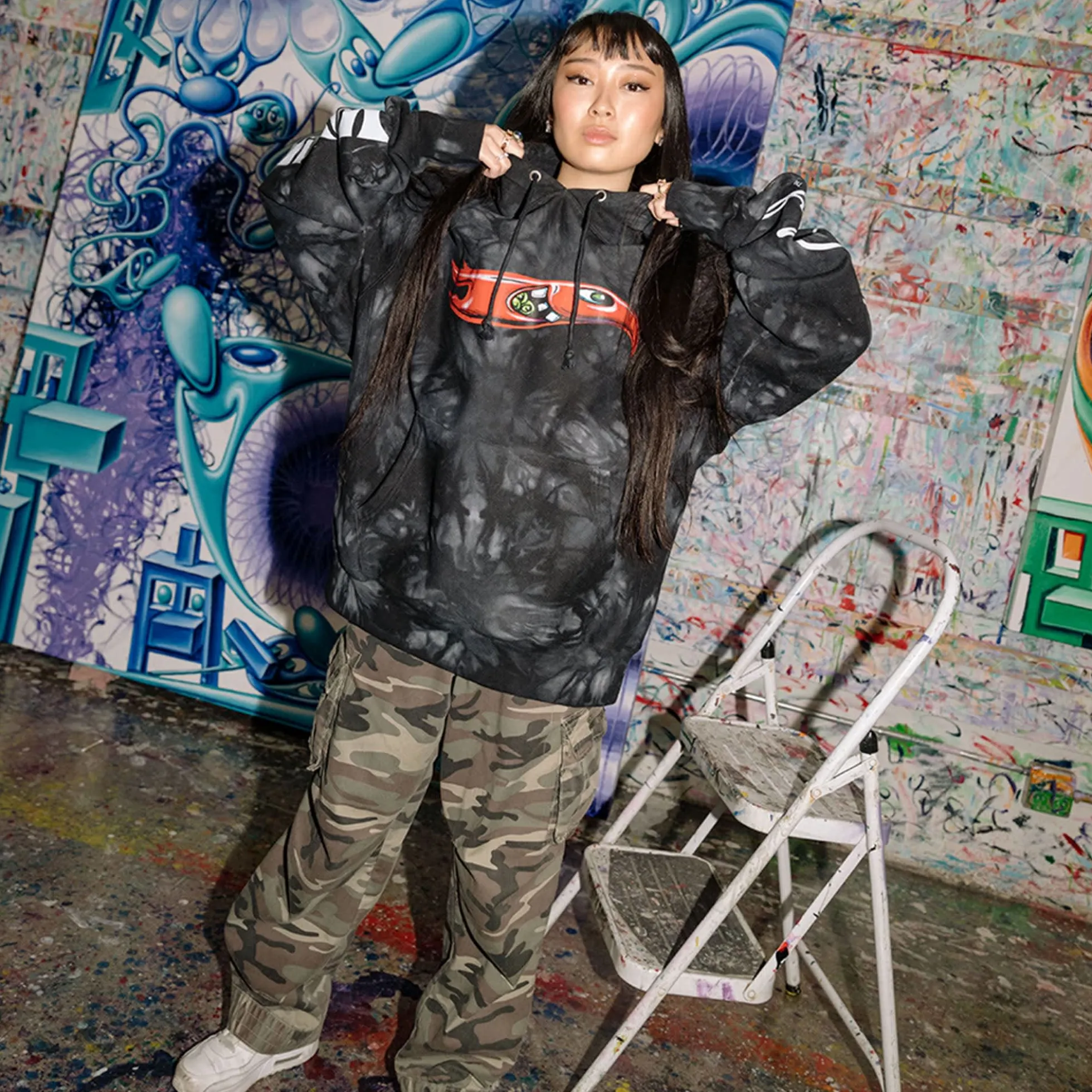 Hot Wheels x Kenny Scharf Black Tie Dye Hoodie