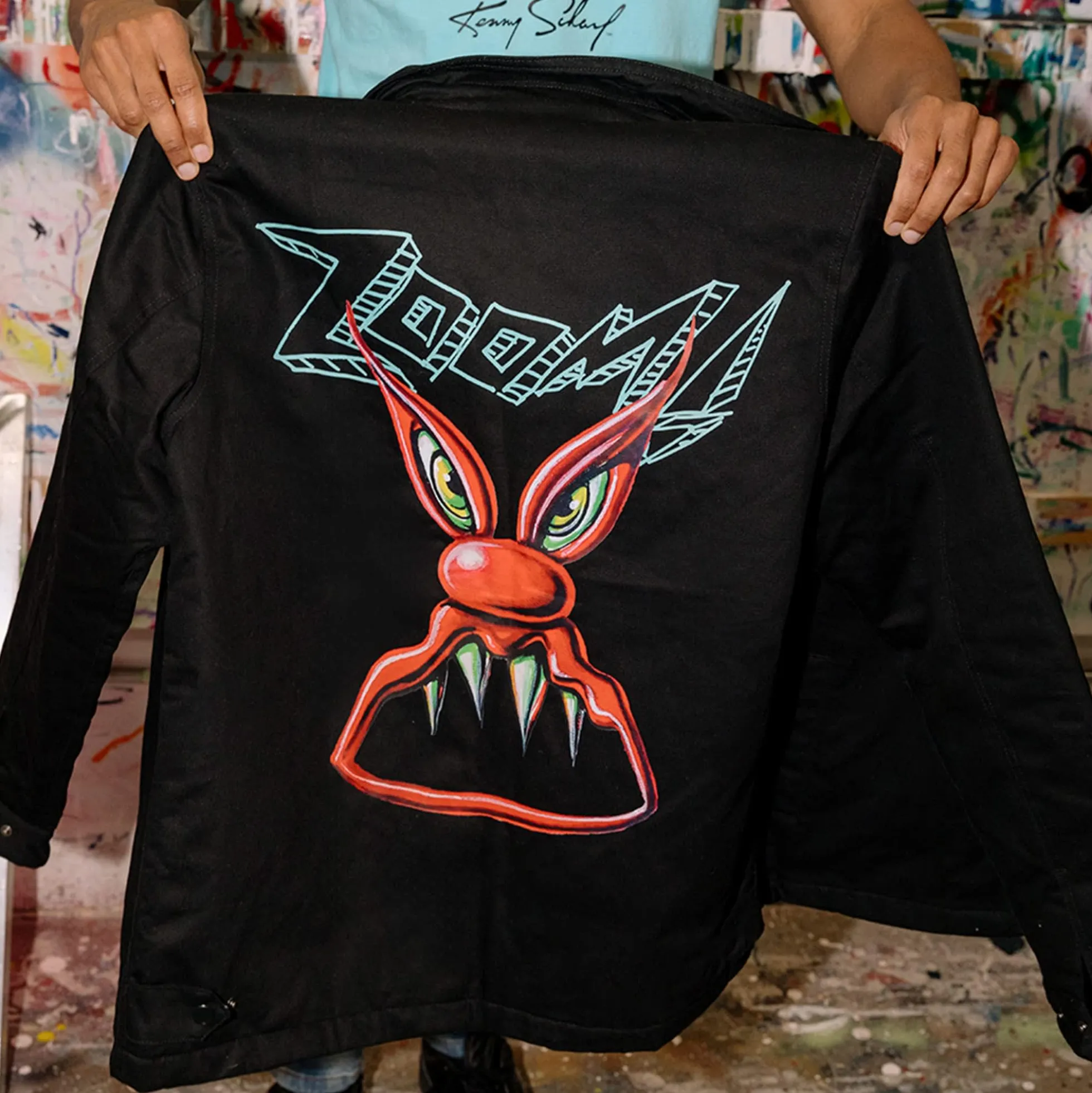 Hot Wheels x Kenny Scharf Black Embroidered Zip Front Jacket