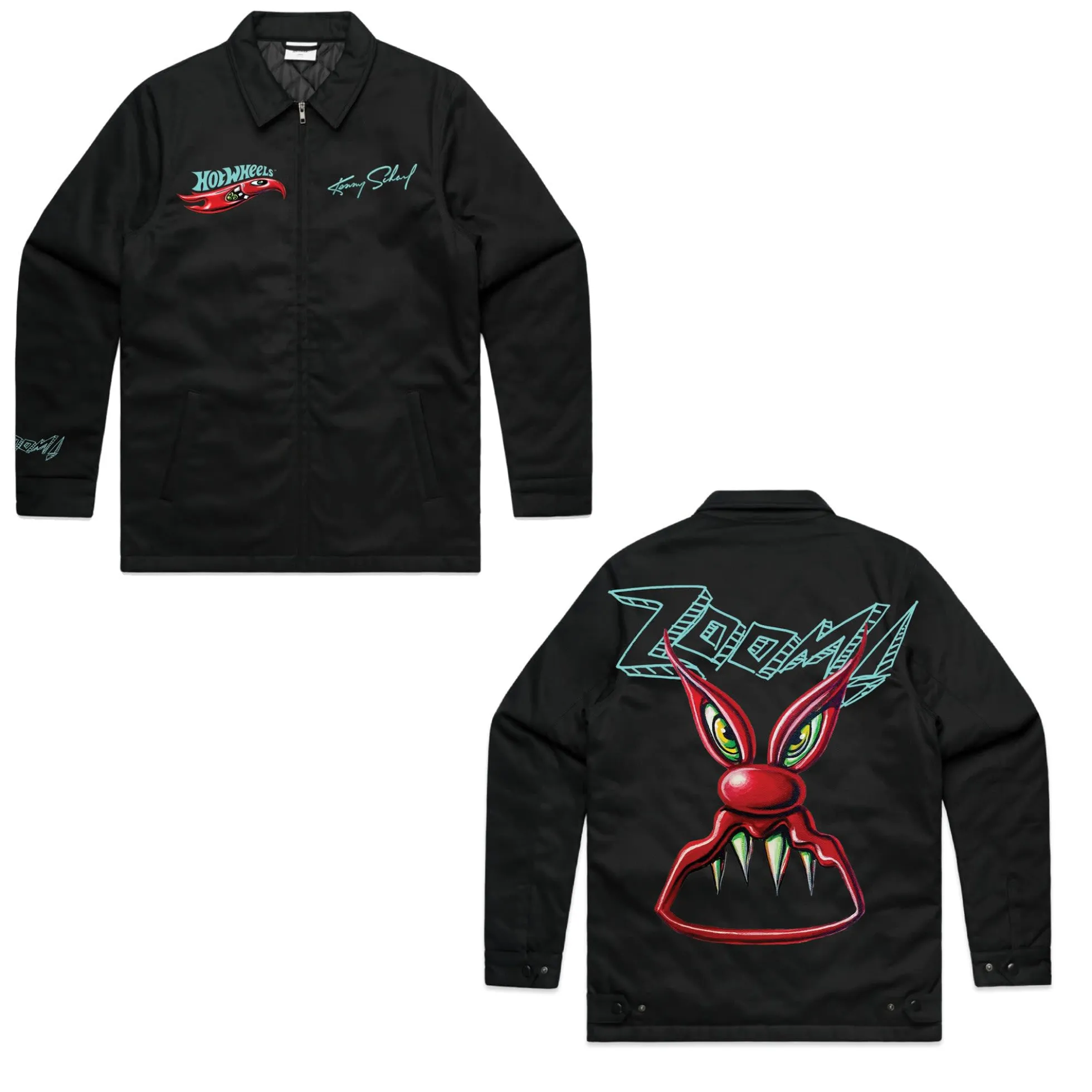 Hot Wheels x Kenny Scharf Black Embroidered Zip Front Jacket