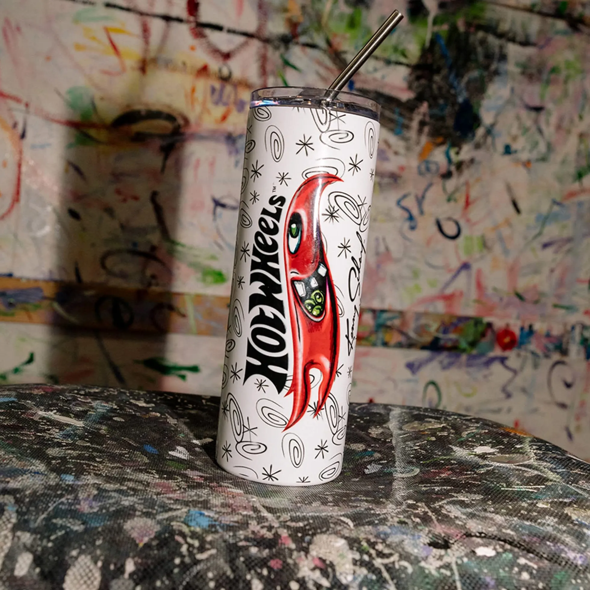 Hot Wheels x Kenny Scharf White Tumbler